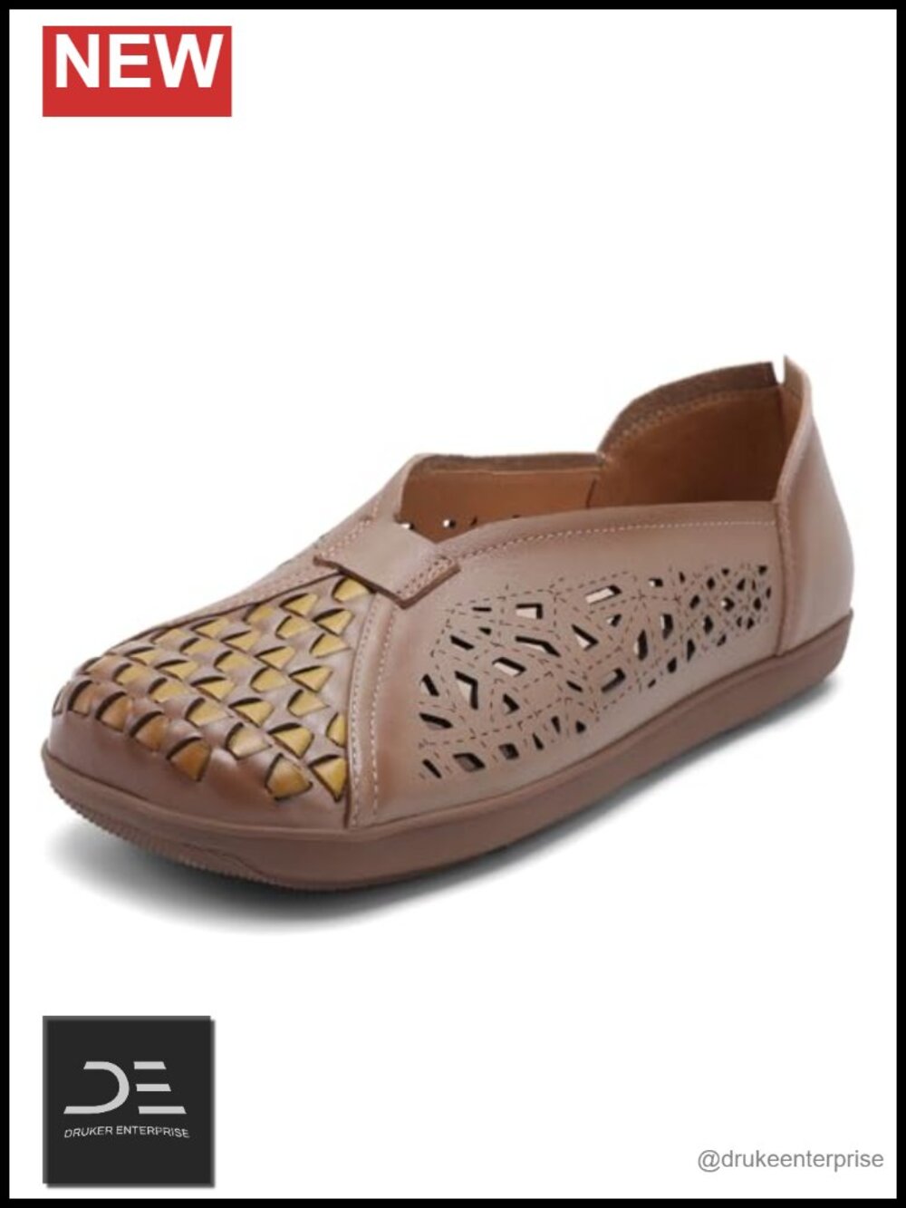 Women's Leather Loafers Cut Out Slip-On Comfortable Driving Walking Shoes